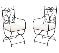 Lot de 2 chaises de jardin style méditerranéen Cuenca XL en fer, de couleur noire, dimensions : 100 cm