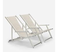 lot de 2 chaises de plage Chaises longues avec accoudoirs en aluminium Riccione Gold Lux - Gris