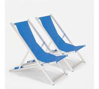 lot de 2 chaises de plage Chaises longues en aluminium Riccione Gold - Bleu