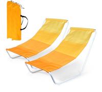 Vilde - Chaise longue de jardin pliable - Lot de 2 - Jaune orange