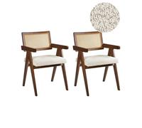 Beliani Lot de 2 Chaises de Salle à Manger en Bou adre en Bois d'Hévéa Meuble de Cuisine Marron et Beige Clair Ava