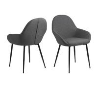 Lot de 2 Chaises de salle à manger avec accoudoirs - Noir et Gris