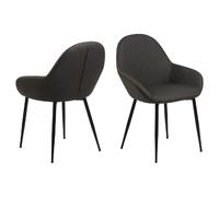 Lot de 2 Chaises de salle à manger avec accoudoirs Similicuir - Orange et Gris