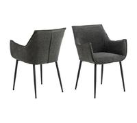Lot de 2 chaises de salle à manger avec accoudoirs SORRENTO - Gris anthracite