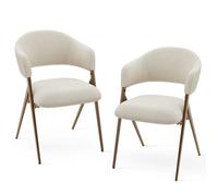 Lot de 2 Chaises de Salle à Manger avec Pieds en Métal - Design Ergonomique et Confortable, Style Vintage, Beige