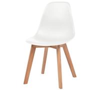 Lot de 2 chaises de salle à manger blanches en plastique et bois d'hévéa | Lot de 2 sièges tachés, pieds en bois d'hévéa, charge de 110 kg, montage facile, utilisation dans la cuisine et la salle à