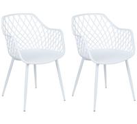 Beliani Lot de 2 Chaises de Repas en Matière Synthétique Blanches Treillis Ajouré Nashua II