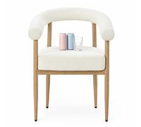 Lot de 2 chaises de salle à manger blanches, pieds en métal effet bois