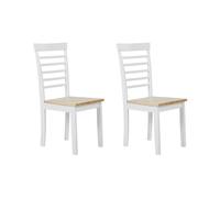 Lot de 2 chaises de salle à manger bois clair et blanches BATTERSBY