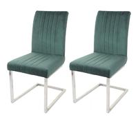 Lot de 2 chaises de salle à manger chaise de conférence en acier inoxydable brossé velours vert CDS04484