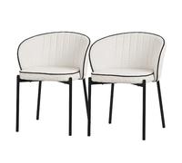 ML-Design Set de 2 Chaises de Salle à Manger, Beige, Revêtement en Tissu, Pieds en Métal Robustes, Fauteuils Rembourrés avec Dossier Ergonomique pour Cuisine ou Salon, Design Moderne et Confortable