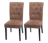 Lot de 2 chaises de salle à manger Chesterfield II, rivets tissu/textile marron pieds foncés