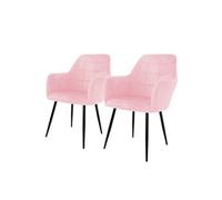 ECD Germany Chaises de Salle à Manger - Velours Rose