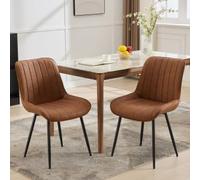 Lot de 2 chaises de salle à manger, dossier haut marron, pieds métalliques | Confort optimal, structure solide, entretien facile, parfait pour votre intérieur moderne.