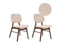 Lot de 2 chaises de salle à manger ELAINE Bois Marron foncé/beige