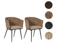 Lot de 2 chaises de salle à manger en aluminium HWC-N38 beige Coussin marron clair