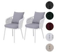 Mendler Chaises de salle à manger HWC-P89 Lot de 2, aluminium, accoudoirs, gris clair