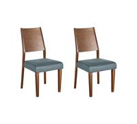 Chaises de salle à manger en bois foncé - BELIANI - ELMIRA - Vintage - 2 places - Tissu
