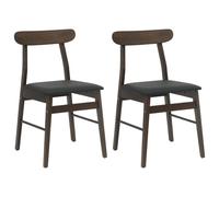 Lot de 2 chaises de salle à manger en bois d'hévéa massif 43 x 44,5 x 77 cm | Design vintage, surface laquée, grain de bois naturel, cadre stable, facile à nettoyer
