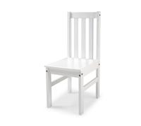 Lot de 2 chaises de salle à manger en bois massif coloris Blanc - Longueur 39 x Hauteur 99 x Profondeur 44 cm