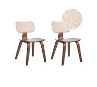 Lot de 2 Chaises de Salle à Manger en Bou ssise Tapissé Bois Foncé et Beige