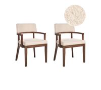 Beliani Lot de 2 Chaises de Salle à Manger en Bou ssise Tapissée Marron et Beige Dalbo