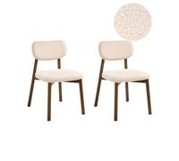 Beliani Lot de 2 Chaises de Salle à Manger en Bou ssise et Dossier Rembourré en Bois d'Hévéa Meuble Cuisine Marron et Beige Mills