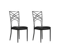Beliani Lot de 2 Chaises de Salle à Manger en Métal Noir et Assise Cuir PU Blanc Girard