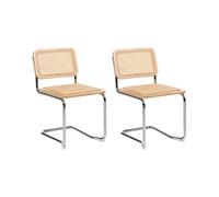 Lot de 2 Chaises de Salle à Manger en Rotin Ton Bois Clair et Naturel Cordova