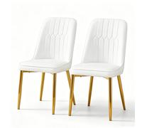 Lot de 2 chaises de salle à manger en similicuir, Blanc+Doré Aosom France