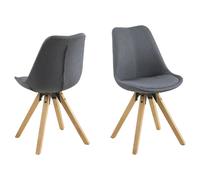 Lot de 2 Chaises de salle à manger en tissu et bois - Gris