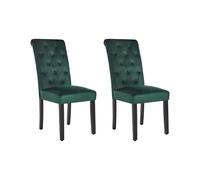 Lot de 2 Chaises de Salle à Manger en Velours Pieds en Bois d'Hévéa Noirs C