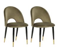 Lot de 2 chaises de salle à manger en velours vert olive MAGALIA