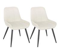 WOLTU Chaises de Salle à Manger Lot de 2, Chaises Relaxantes en Velours, Ergonomiques avec Dossier, Crème Blanc BH331cm-2