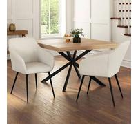 Lot de 2 chaises de salle à manger, fauteuils de table jany en velours côtelé beige