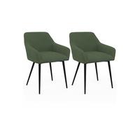 IDMarket - Lot de 2 chaises de Salle à Manger, fauteuils de Table Jany en Velours côtelé Vert Kaki