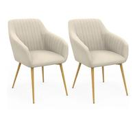 IDMarket - Lot de 2 chaises de Salle à Manger, fauteuils de Table Jany matelassées Velours Beige Pieds Effet Bois