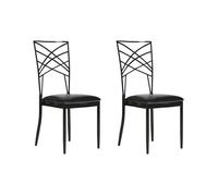 Beliani Lot de 2 Chaises de Salle à Manger en Métal Noir et Assise Cuir PU Blanc Girard