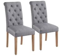 Lot de 2 Chaises de Salle à Manger Haut Dossier Assise Rembourrées -Pieds en Bois Chêne confortable-Gris foncé YAHEETECH