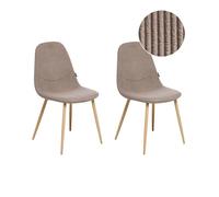 Beliani Lot de 2 Chaises de Salle à Manger Pieds en Fer Sièges en Tissu Rembourré Velours Côtelé Taupe Hilden