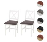 Lot de 2 chaises de salle à manger HWC-F77 blanches, rembourrage gris