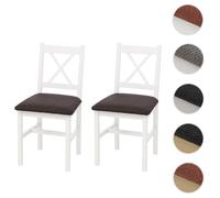 Mendler Lot de 2 chaises de Salle à Manger HWC-F77 Blanches, Rembourrage Noir