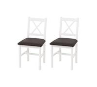 Mendler Lot de 2 chaises de Salle à Manger HWC-F77 Blanches, Rembourrage Noir