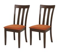 Lot de 2 chaises de salle à manger HWC-G46 en bois massif piètement foncé, orange