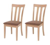 Lot de 2 chaises de salle à manger HWC-G46, chaise de cuisine, tissu/textile, bois massif structure couleur naturelle, marron