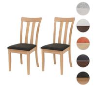 Lot de 2 chaises de salle à manger HWC-G46, chaise de cuisine, tissu/textile, bois massif piètement couleur naturelle, noir