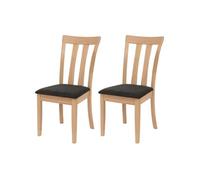 Lot de 2 chaises de salle à manger HWC-G46, chaise de cuisine, tissu/textile, bois massif piètement couleur naturelle, noir