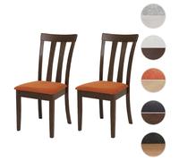 Mendler Lot de 2 chaises de Salle à Manger HWC-G46 en Bois Massif piètement foncé, Orange