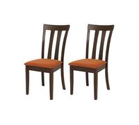 Mendler Lot de 2 chaises de Salle à Manger HWC-G46 en Bois Massif piètement foncé, Orange