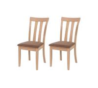 Lot de 2 chaises de salle à manger HWC-G46 structure couleur naturelle, marron